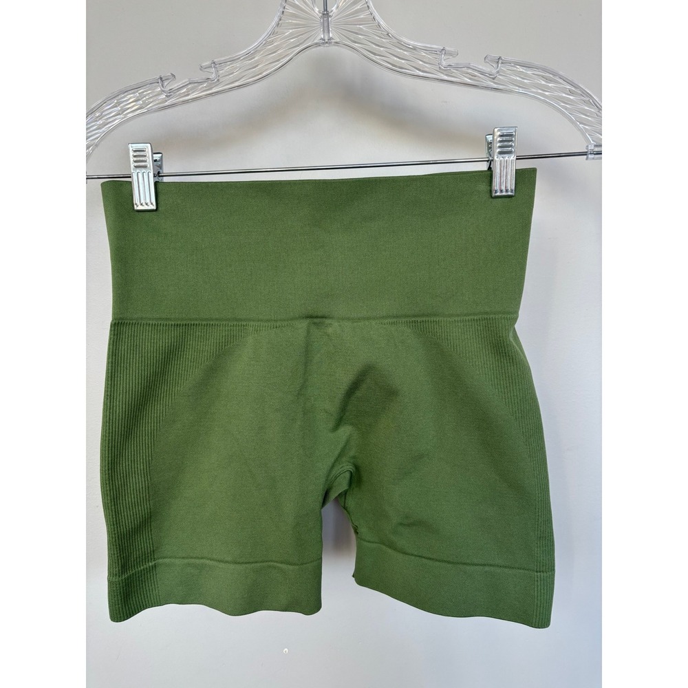 SET ACTIVE SCULPTFLEX Biker Shorts Olive Green High Waisted Seamless Size S